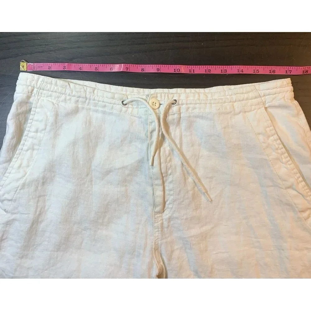 H&M‎ LOGG White Linen Blend Pants Women 33x29 Beachy Wedding Bride Resort Cruise